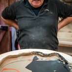 John Higgins at work in his studio 2018